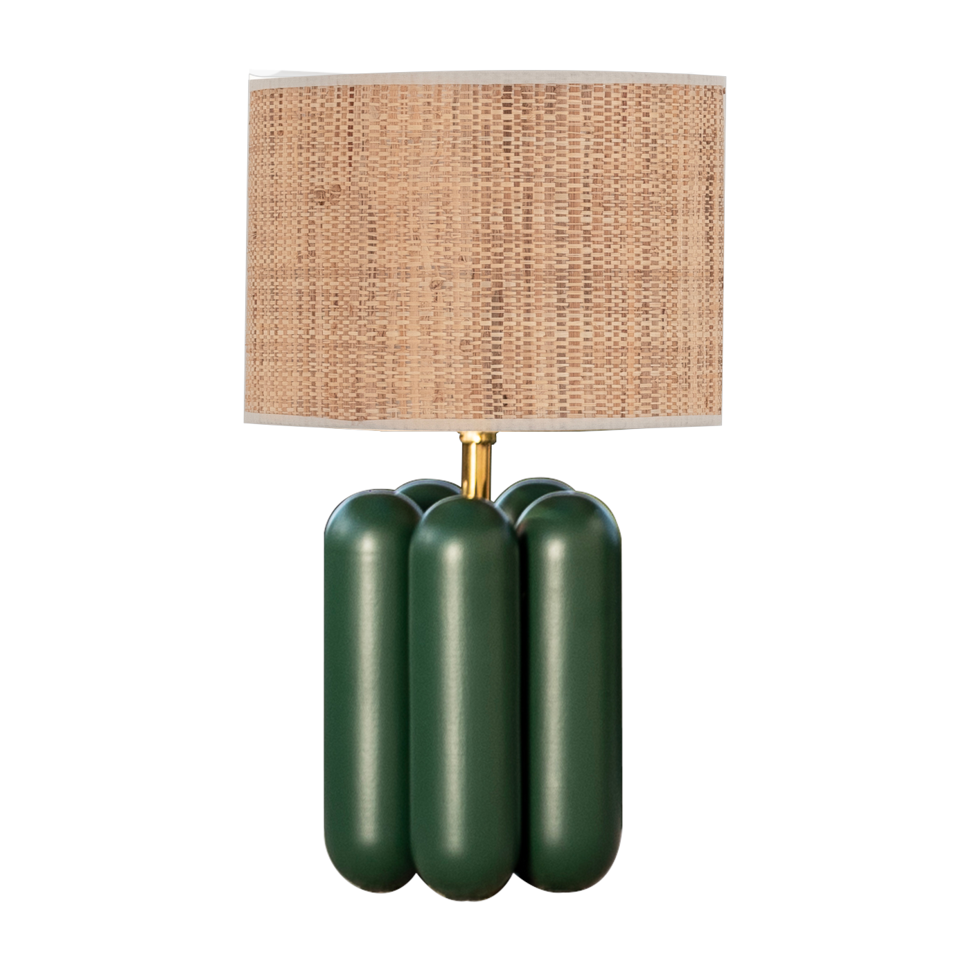 Lampe aus grünem Buchenholz und Lampenschirm aus raphia 18 x 30 cm Charlotte -. Cosin Paris