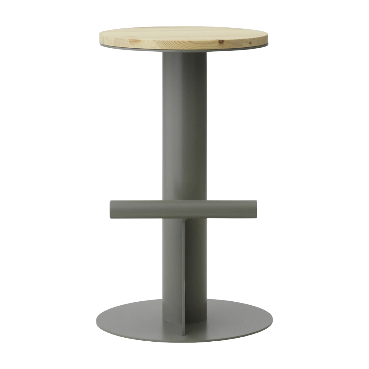 Bar stool in pine wood and grey steel 65 x 40 cm Pole - Normann Copenhagen