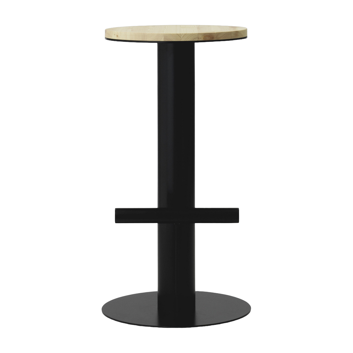 Bar stool in pine wood and black steel 75 x 40 cm Pole - Normann Copenhagen