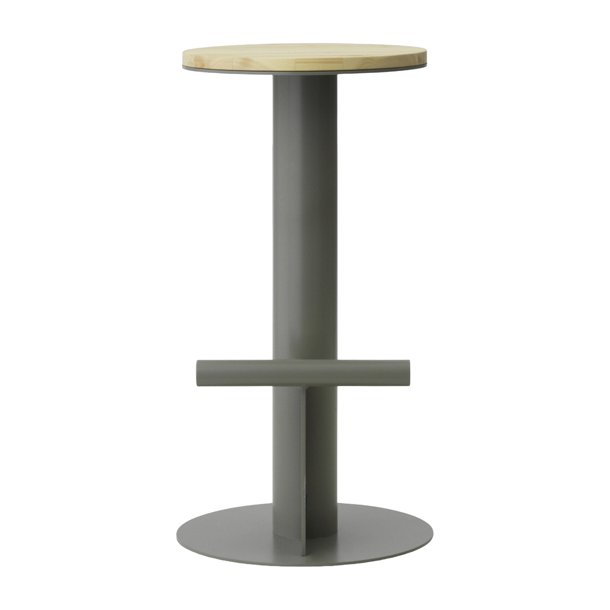 Pole bar stool in pine wood and grey steel 75 x 40 cm - Normann Copenhagen