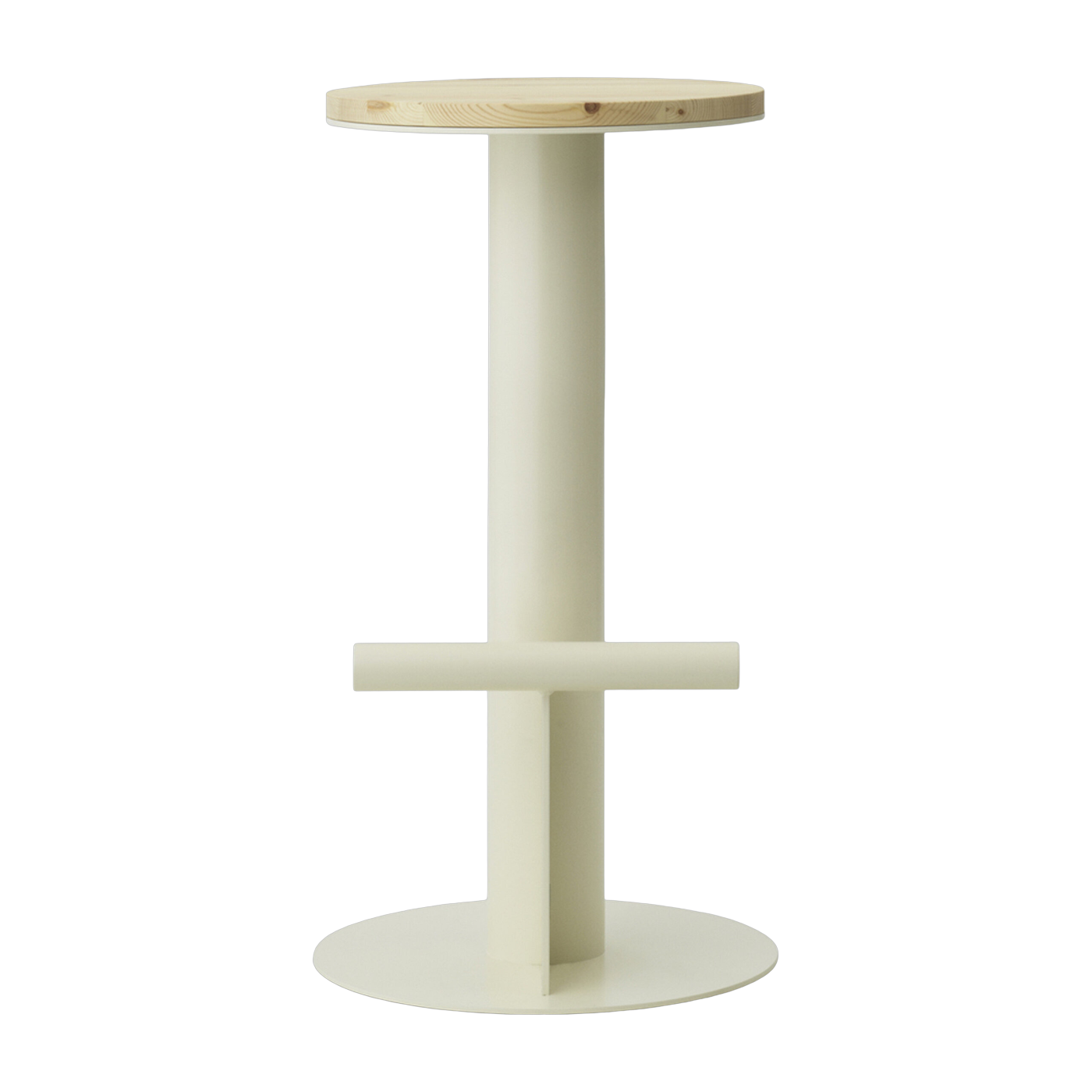 Beige steel and pine bar stool 75 x 40 cm Pole - Normann Copenhagen