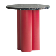 Red side table with portoro gold top 40 x 40 cm Dit - Normann Copenhagen