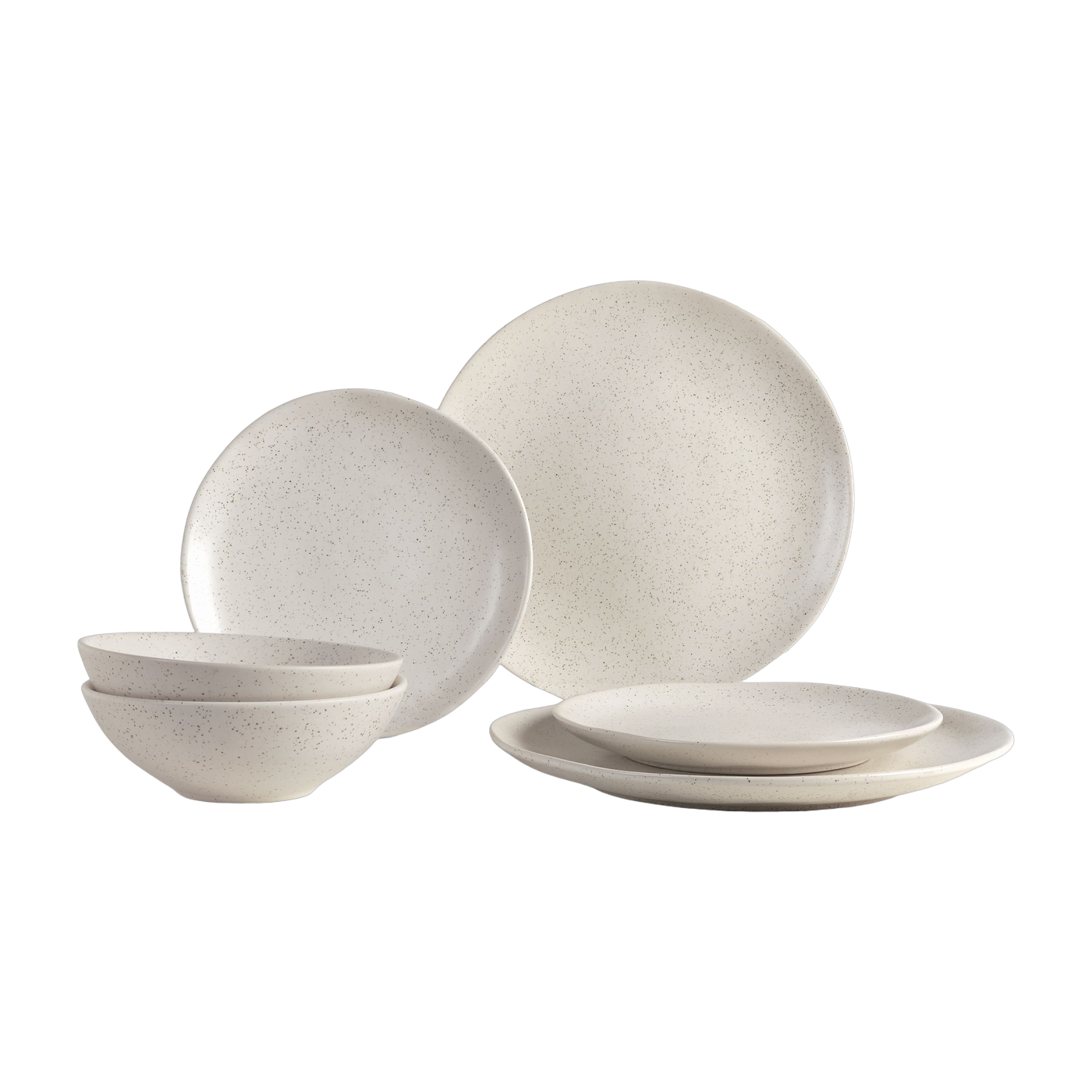 Geschirrset für zwei aus cremefarbenem, glasiertem Steinzeug Nordic Vanilla - - Broste Copenhagen