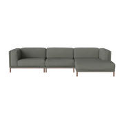 Canapé d'angle 3 unités avec méridienne tissu monza bouclé vert sea et noyer huilé Cosy - Bolia