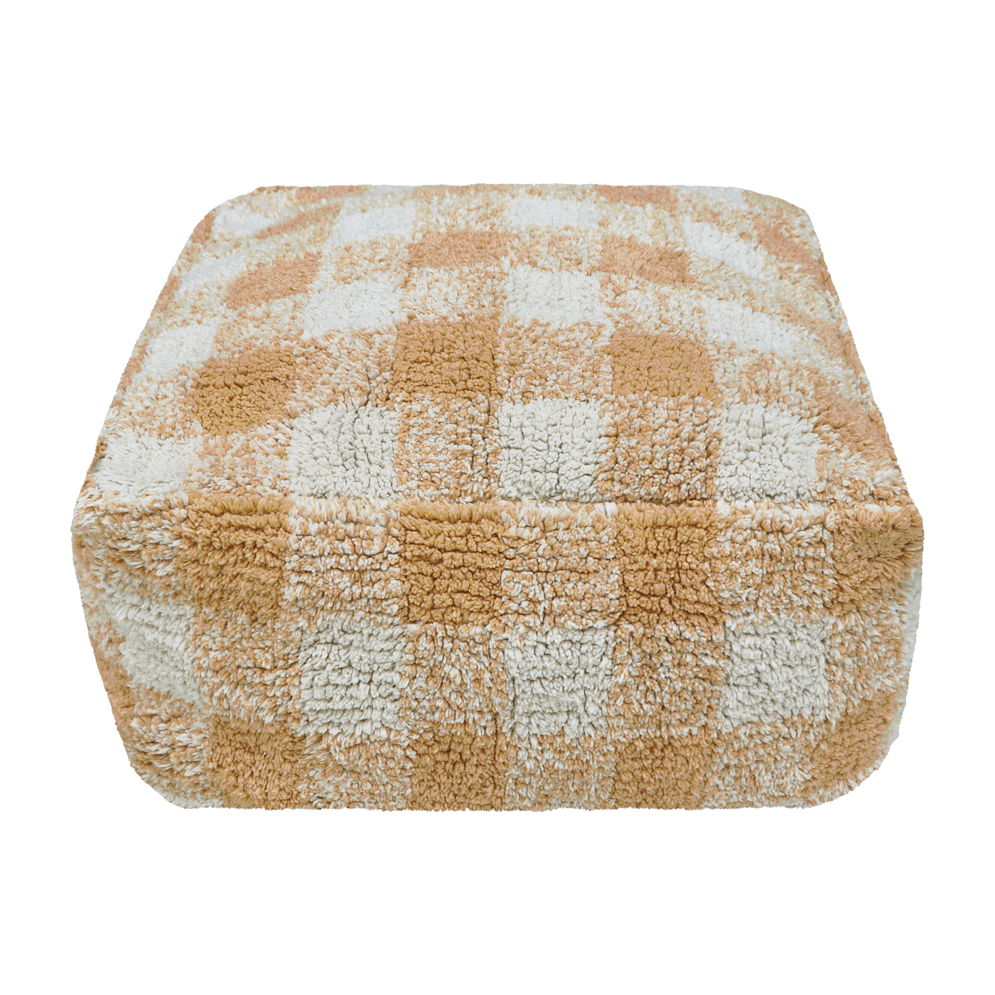 Yellow cotton pouffe 40 x 20 cm Vichy - Lorena Canals