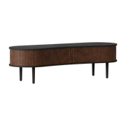Black oak and brown leather television stand 40 x 140 cm Audacious - UMAGE