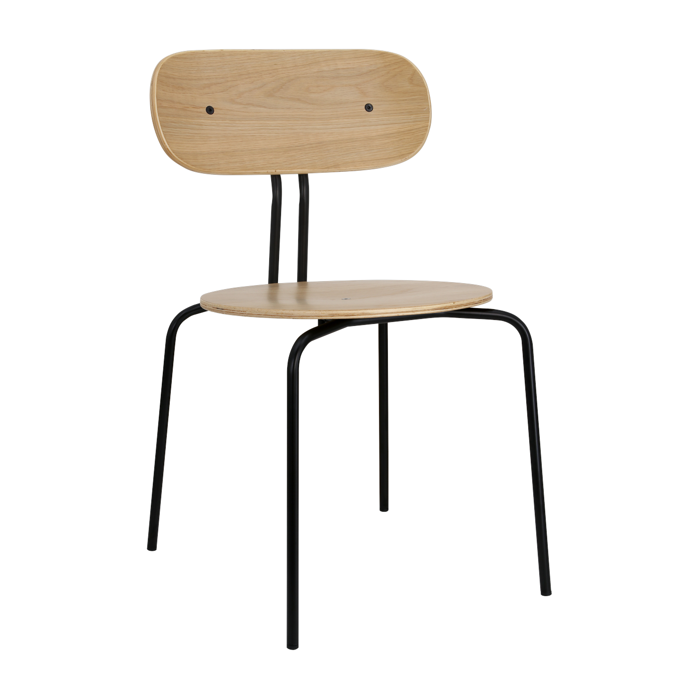 Sedia Curious in legno multistrato di rovere e acciaio nero UMAGE