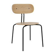 Chaise empilable en contreplaqué chêne et acier noir Curious - UMAGE