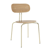 Silla apilable Curious de madera contrachapada de roble y acero dorado - UMAGE