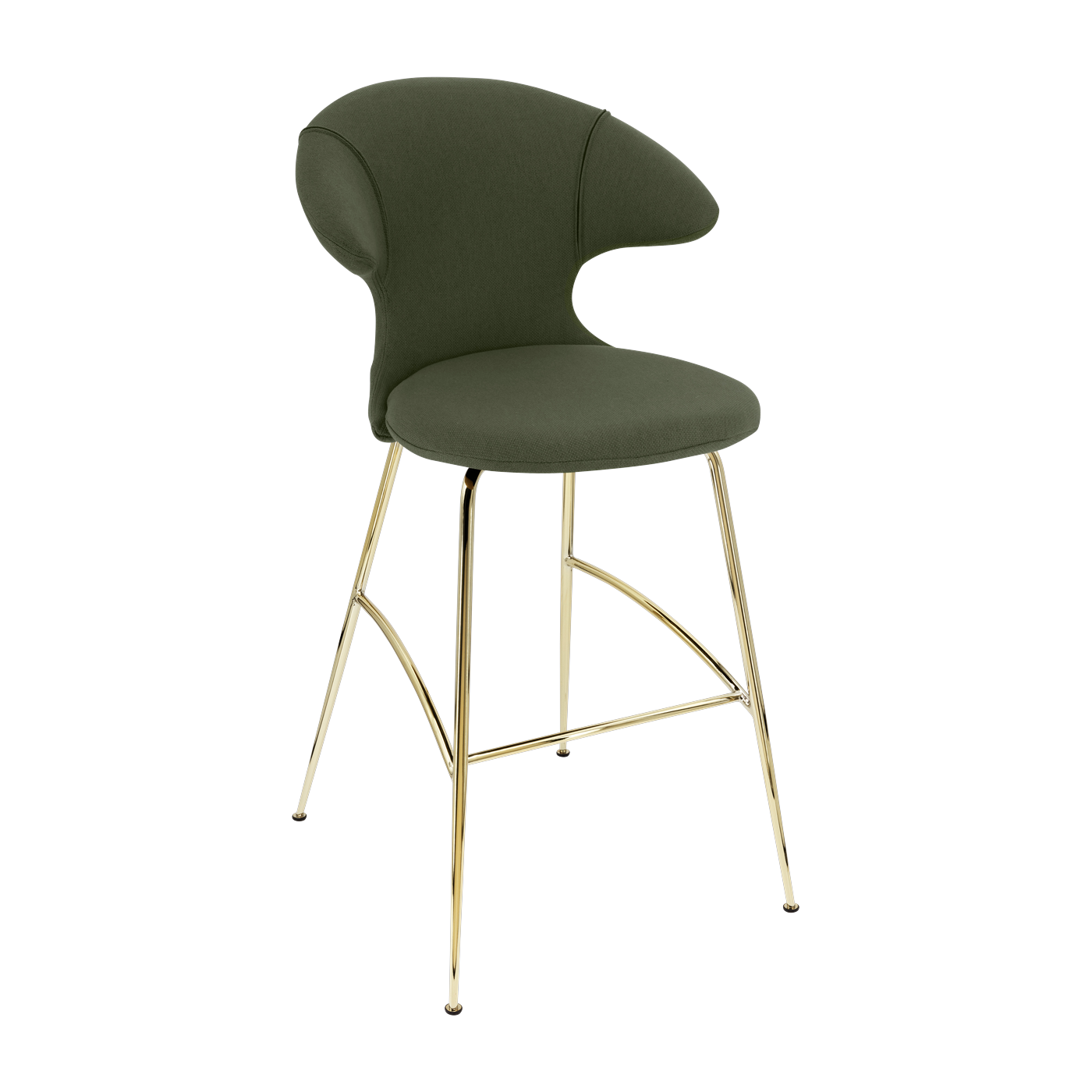 Bar chair in green fabric and brass steel 75 cm Time Flies - UMAGE