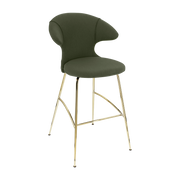 Chaise de bar en tissu vert et acier laiton 75 cm Time Flies - UMAGE
