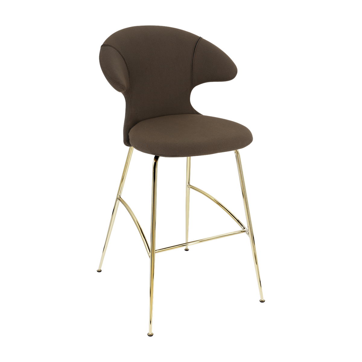 Bar chair in mocca fabric and brass steel 75 Time Flies - UMAGE