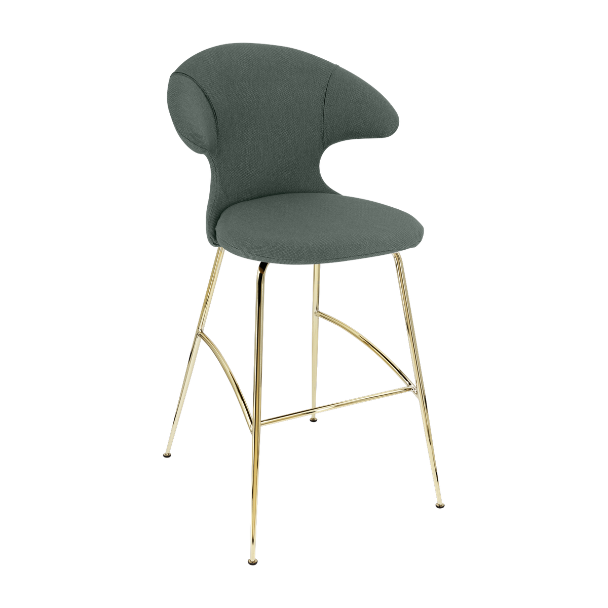 Bar chair in grey-blue fabric and brass steel 75 cm Time Flies - UMAGE