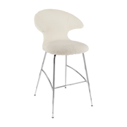 Chaise de bar en tissu blanc et acier chrome 75 cm Time Flies - UMAGE
