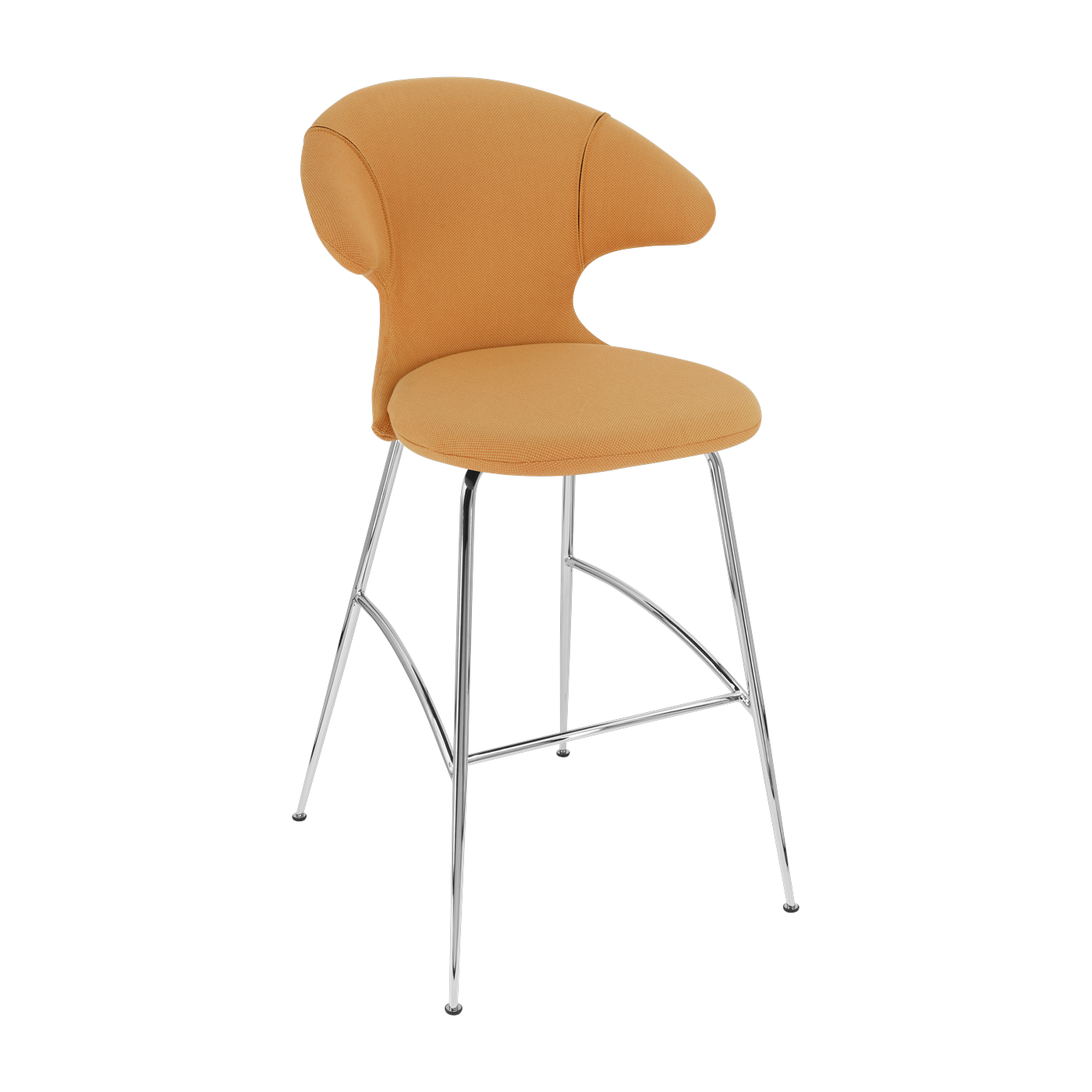 Bar chair in orange fabric and chrome steel 75 cm Time Flies - UMAGE