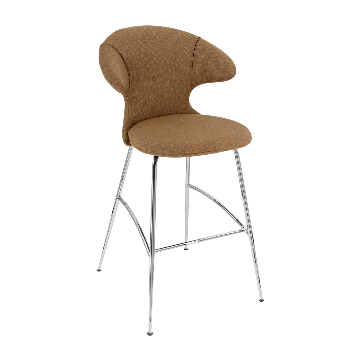 Brown fabric and chrome steel bar chair 75 cm Time Flies - UMAGE
