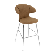 Chaise de bar en tissu marron et acier chrome 75 cm Time Flies - UMAGE