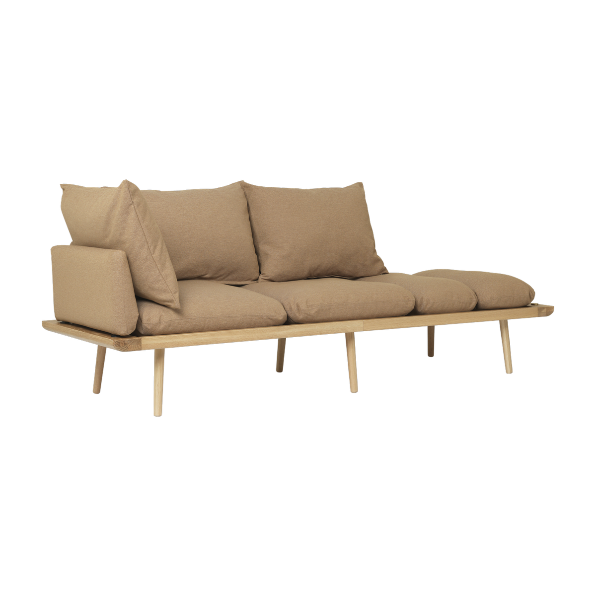 Canapé en chêne naturel et tissu marron 231 cm Lounge Around - UMAGE