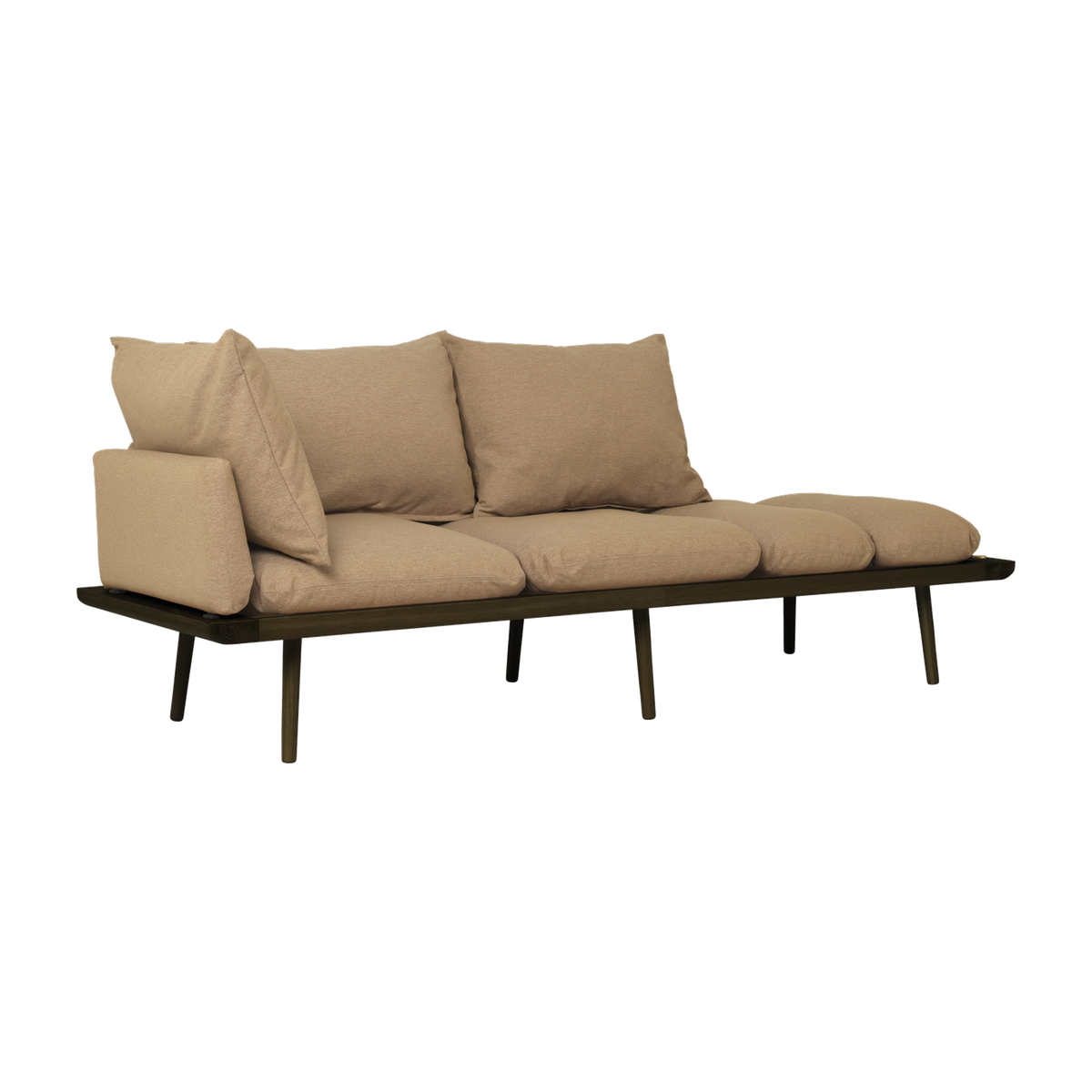 Sofa aus dunkler Eiche und braunem Stoff 231 cm Lounge Around -. UMAGE