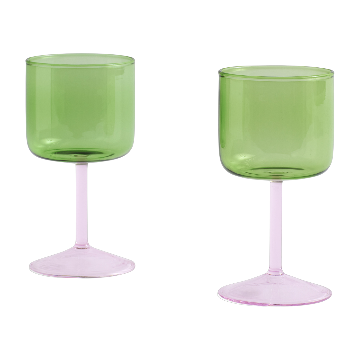 2 verres à vin vert et rose 7 x 15 cm Tint - HAY