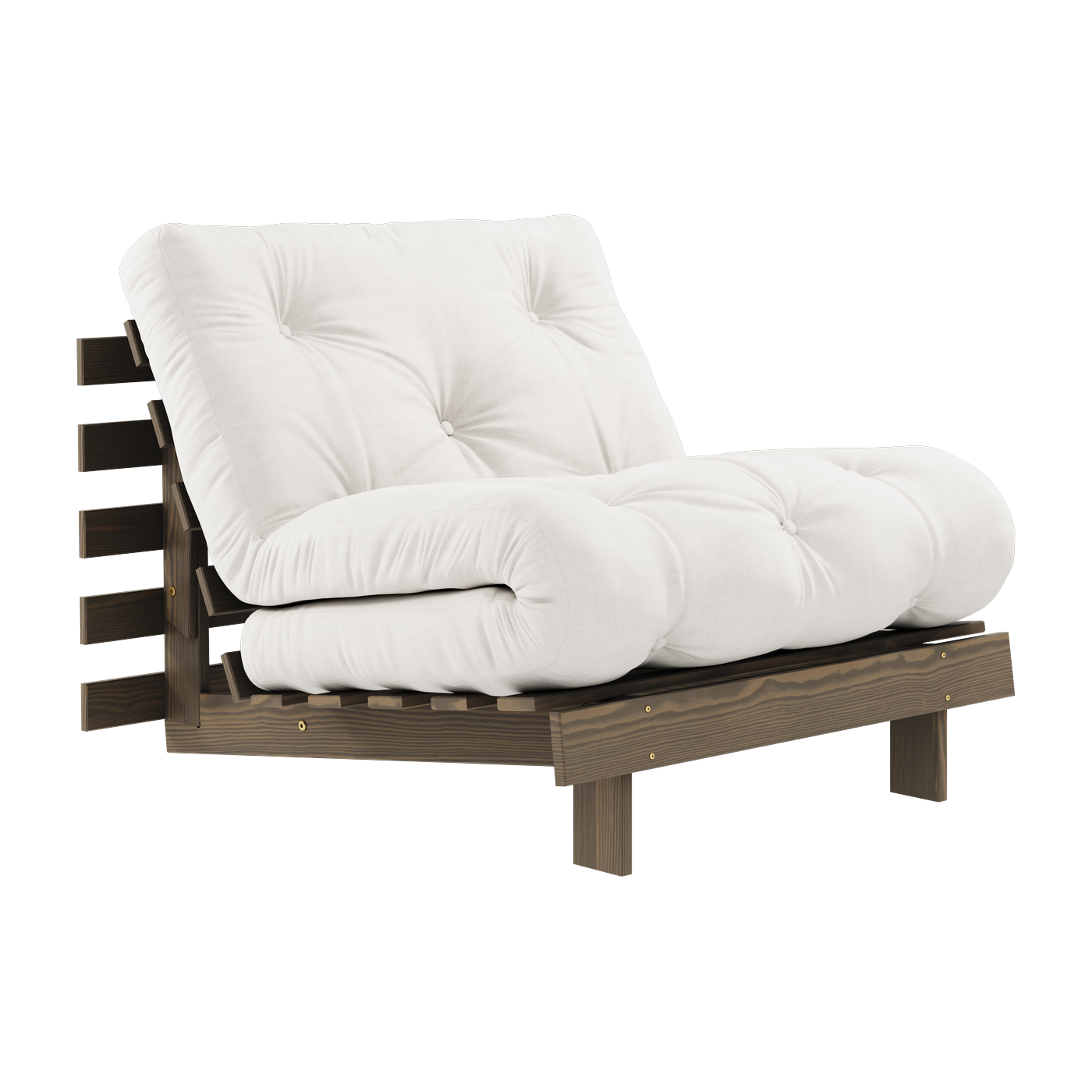 Divano letto in pino marrone carruba e tessuto naturale 90 x 200 cm Roots - Karup Design
