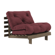 Sofá cama de pino marrón algarrobo y tela burdeos 90 x 200 cm Roots - Karup Design