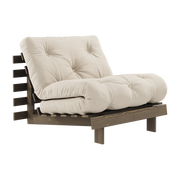 Divano letto in legno di cirmolo marrone carruba e tessuto beige 90 x 200 cm Roots - Karup Design