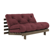 Divano letto in legno di pino marrone carruba e tessuto bordeaux 140 x 200 cm Roots - Karup Design