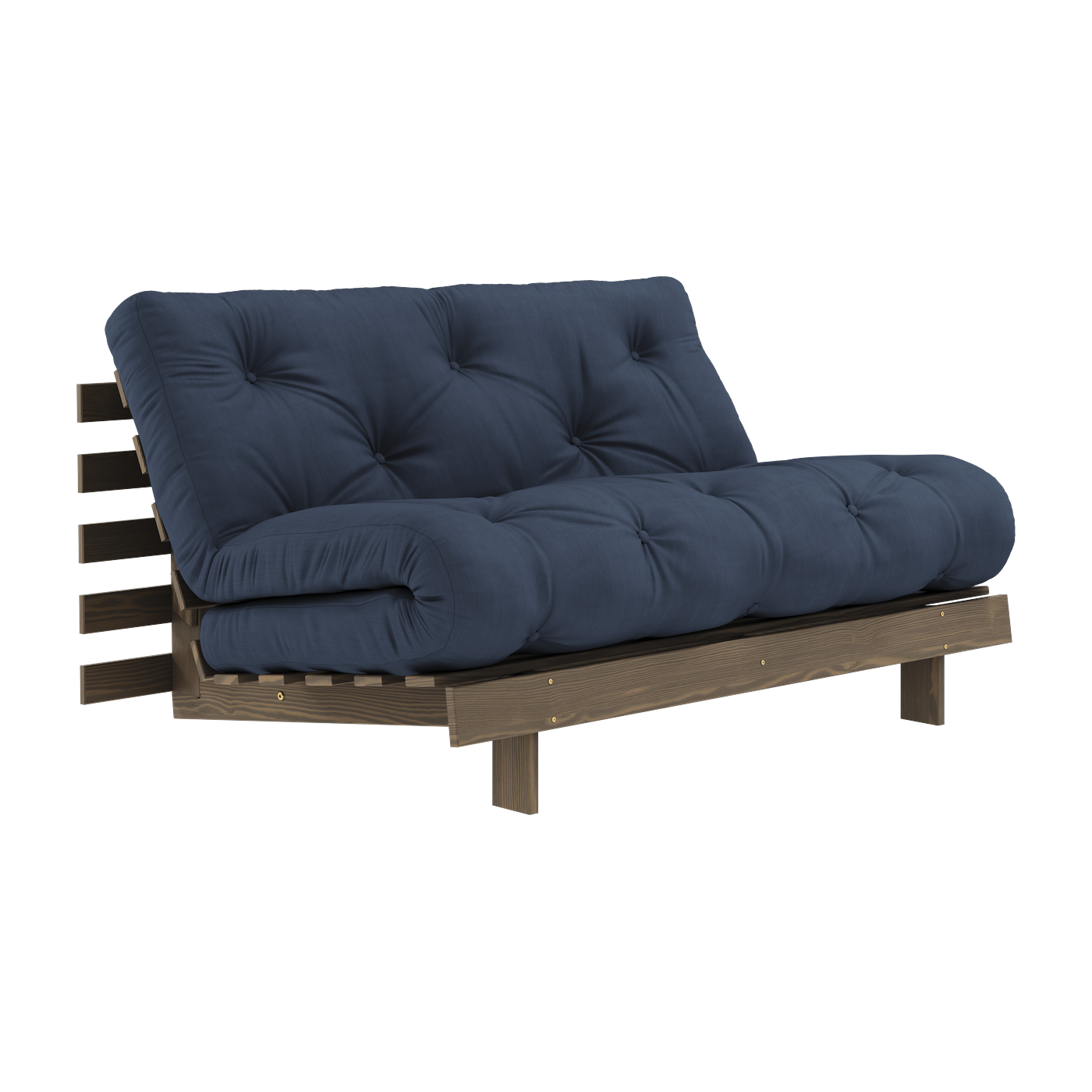 Divano letto in pino marrone carruba e tessuto navy 140 x 200 cm Roots - Karup Design