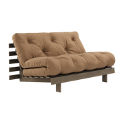 Canapé-lit en pin carob brown et tissu mocca 140 x 200 cm Roots - Karup Design