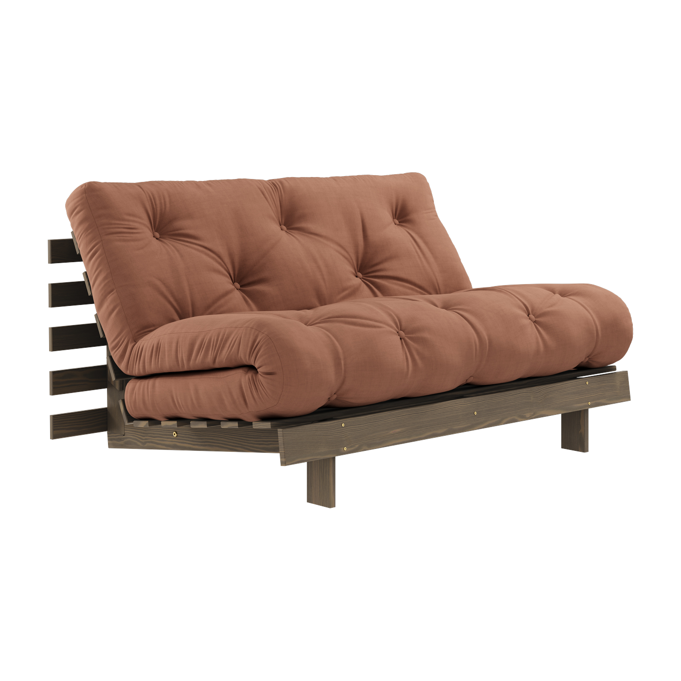 Canapé-lit en pin carob brown et tissu argile 140 x 200 cm Roots - Karup Design