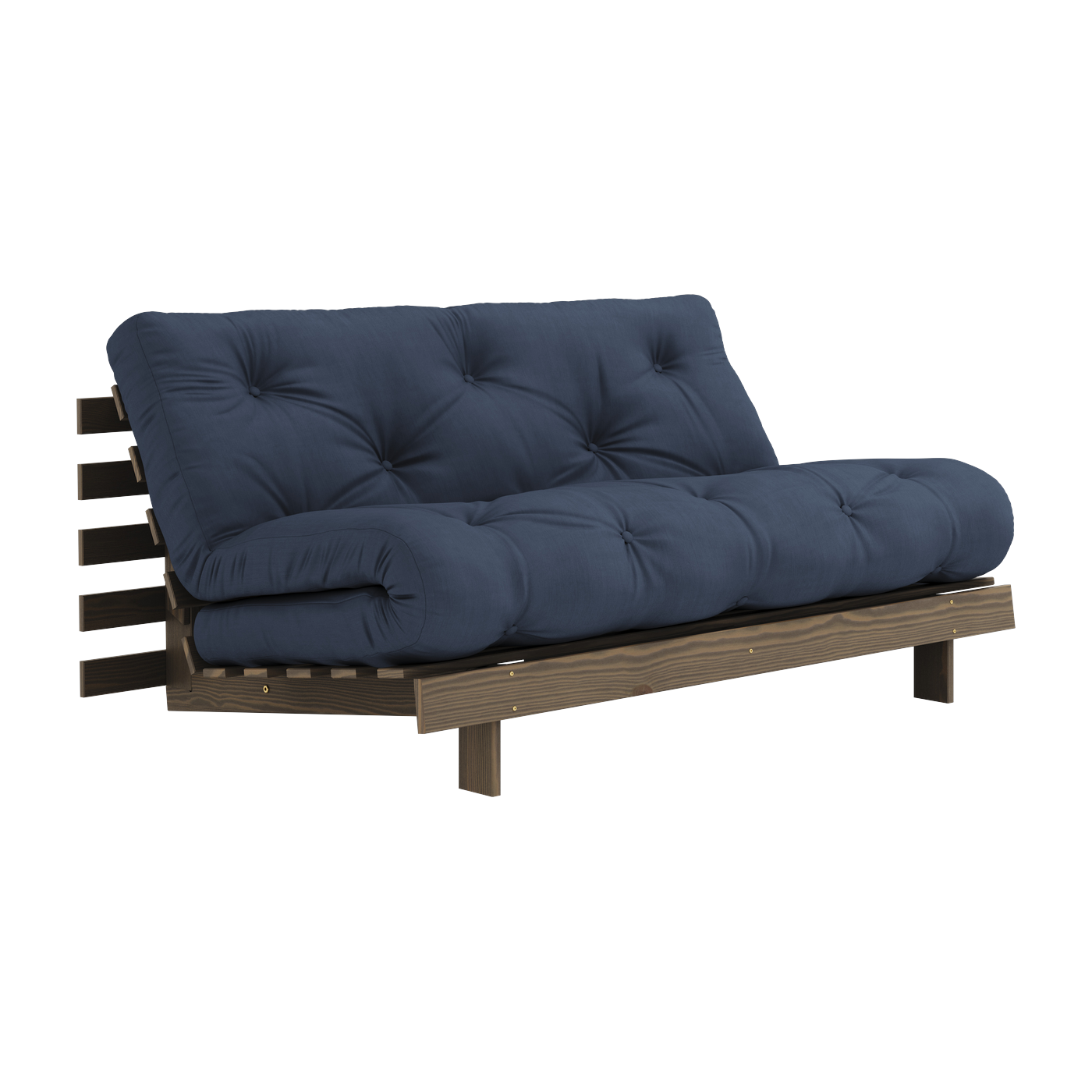 Divano letto in pino marrone carruba e tessuto navy 160 x 200 cm Roots - Karup Design