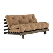 Divano letto in legno di pino marrone carruba e tessuto mocca 160 x 200 cm Roots - Karup Design