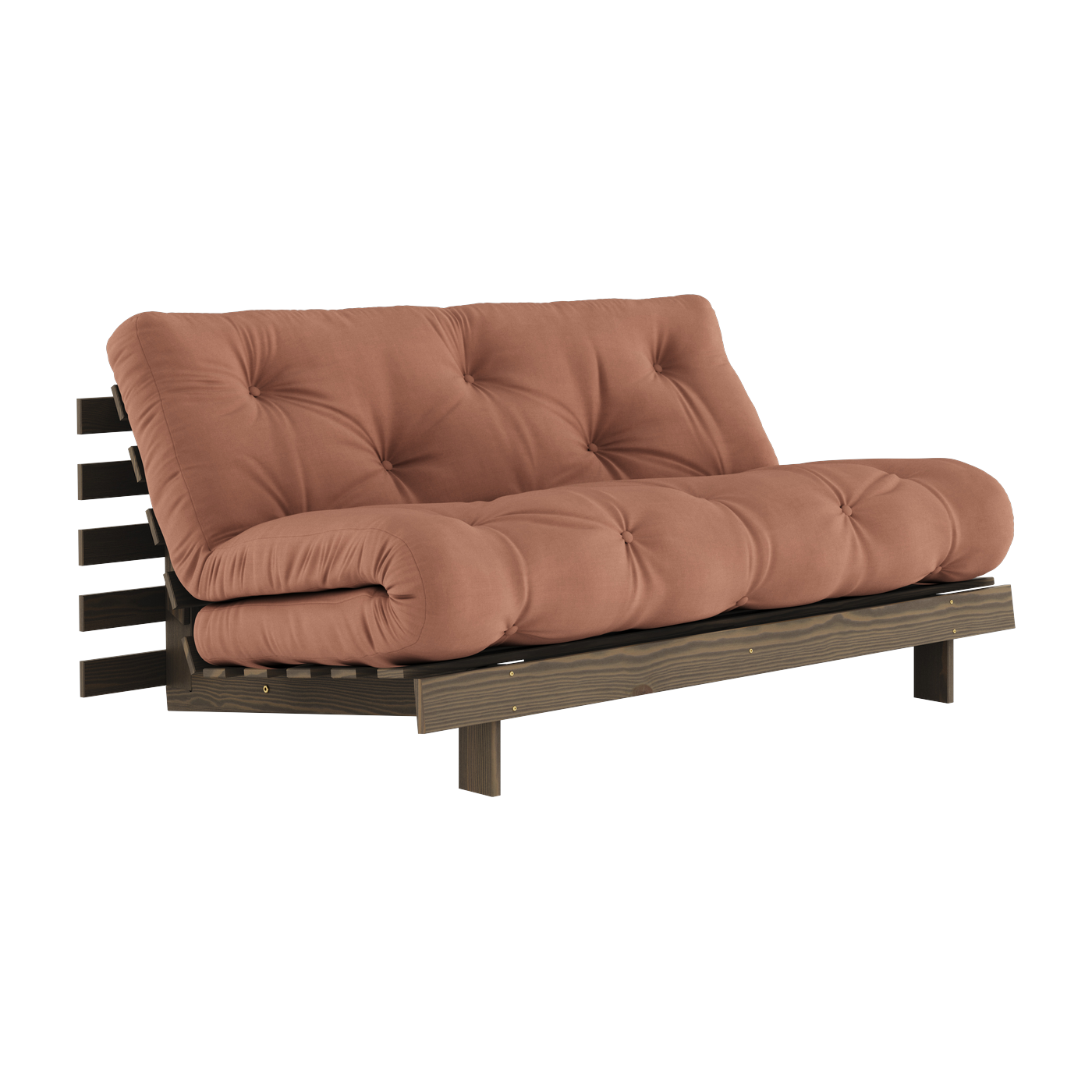 Canapé-lit en pin carob brown et tissu argile 160 x 200 cm Roots - Karup Design