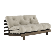 Divano letto in legno di pino marrone carruba e lino 160 x 200 cm Roots - Karup Design