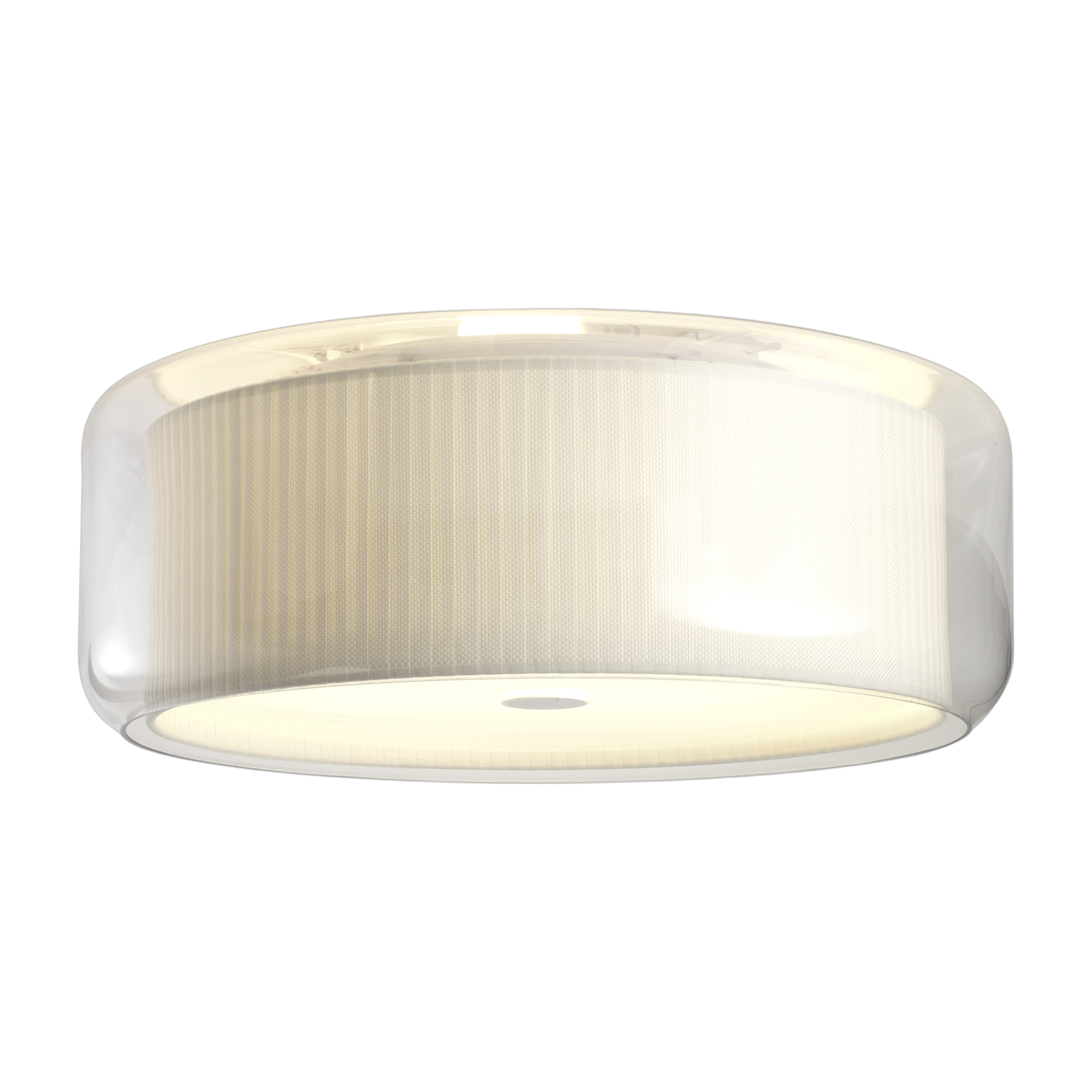 Plafonnier verre soufflé abat jour en coton Ruban blanc naturel 44cm Mercer C - Marset