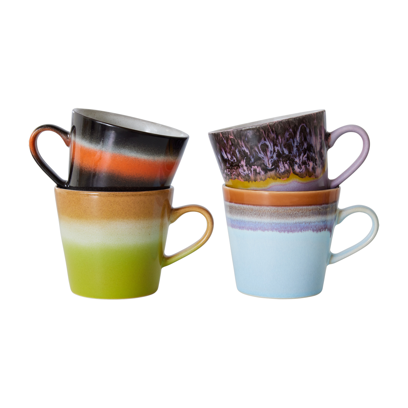 4 tazze da cappuccino in ceramica massiccia 70's crockery - HKliving
