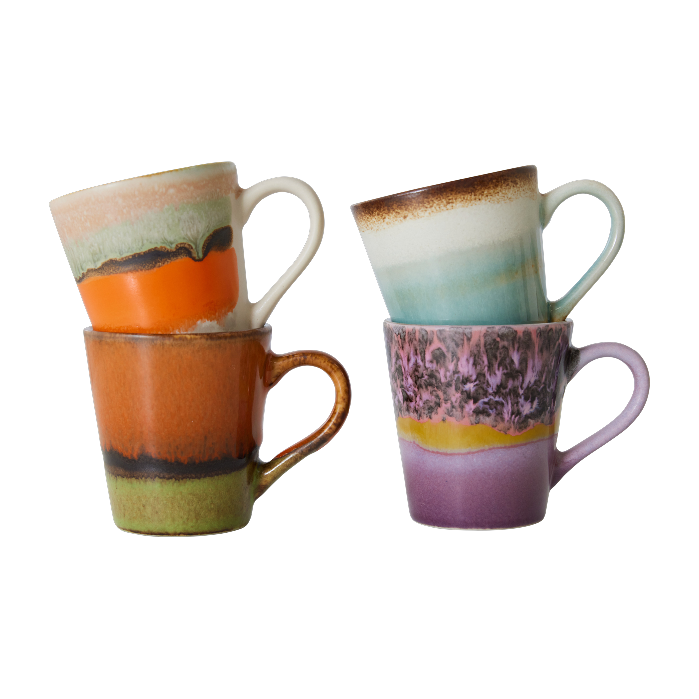 4 Tasses à espresso en céramique Retro Vaisselle 70's - HKliving