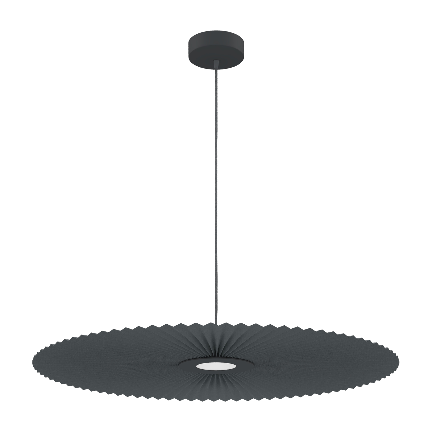 Hängeleuchte aus Stoff und schiefergrauem Metall, 90 cm, „ Carmen ” – Hartô