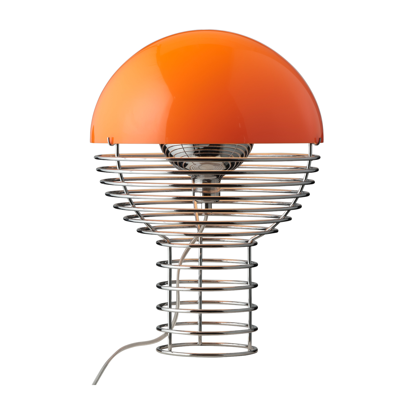 Chrome-plated steel and orange plastic lamp 30 cm Wire - Verpan