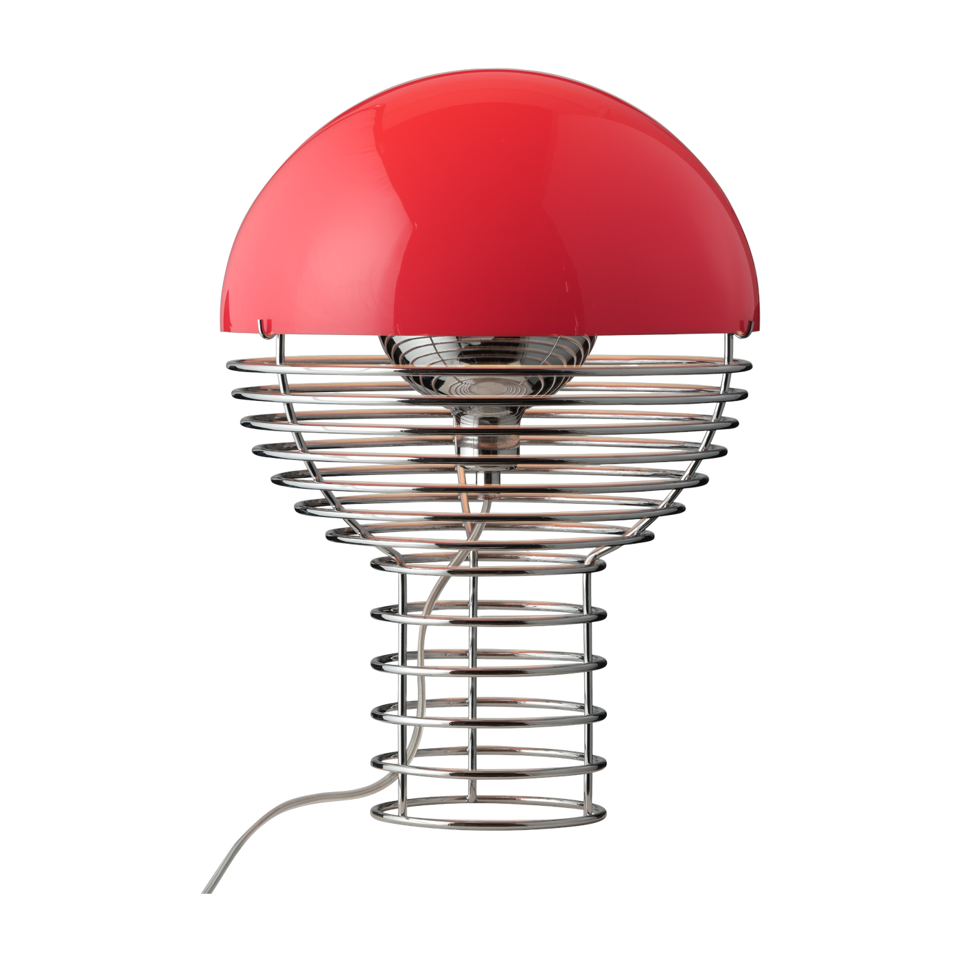 Chrome-plated steel and red plastic lamp 30 cm Wire - Verpan