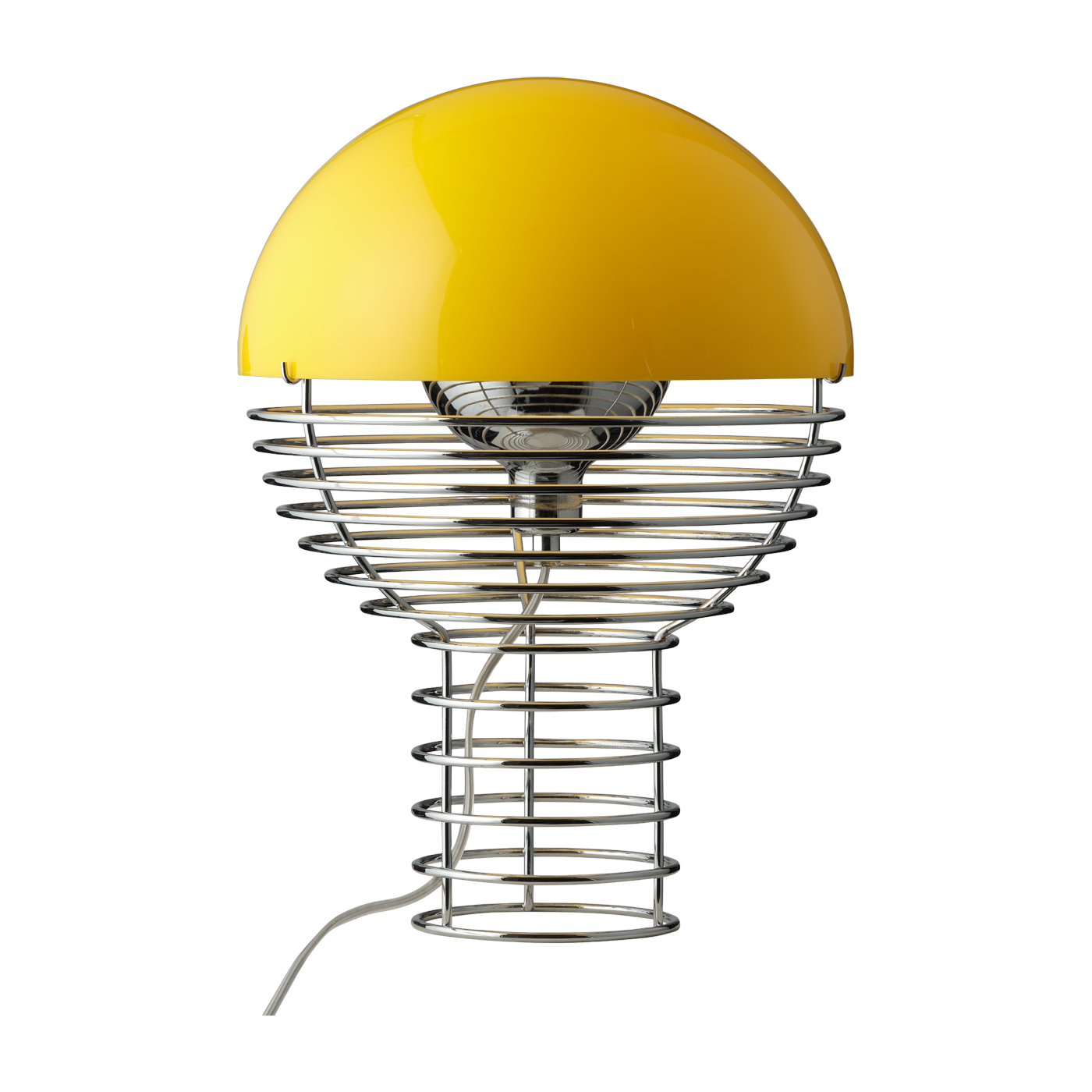 Chrome-plated steel and yellow plastic lamp 30 cm Wire - Verpan