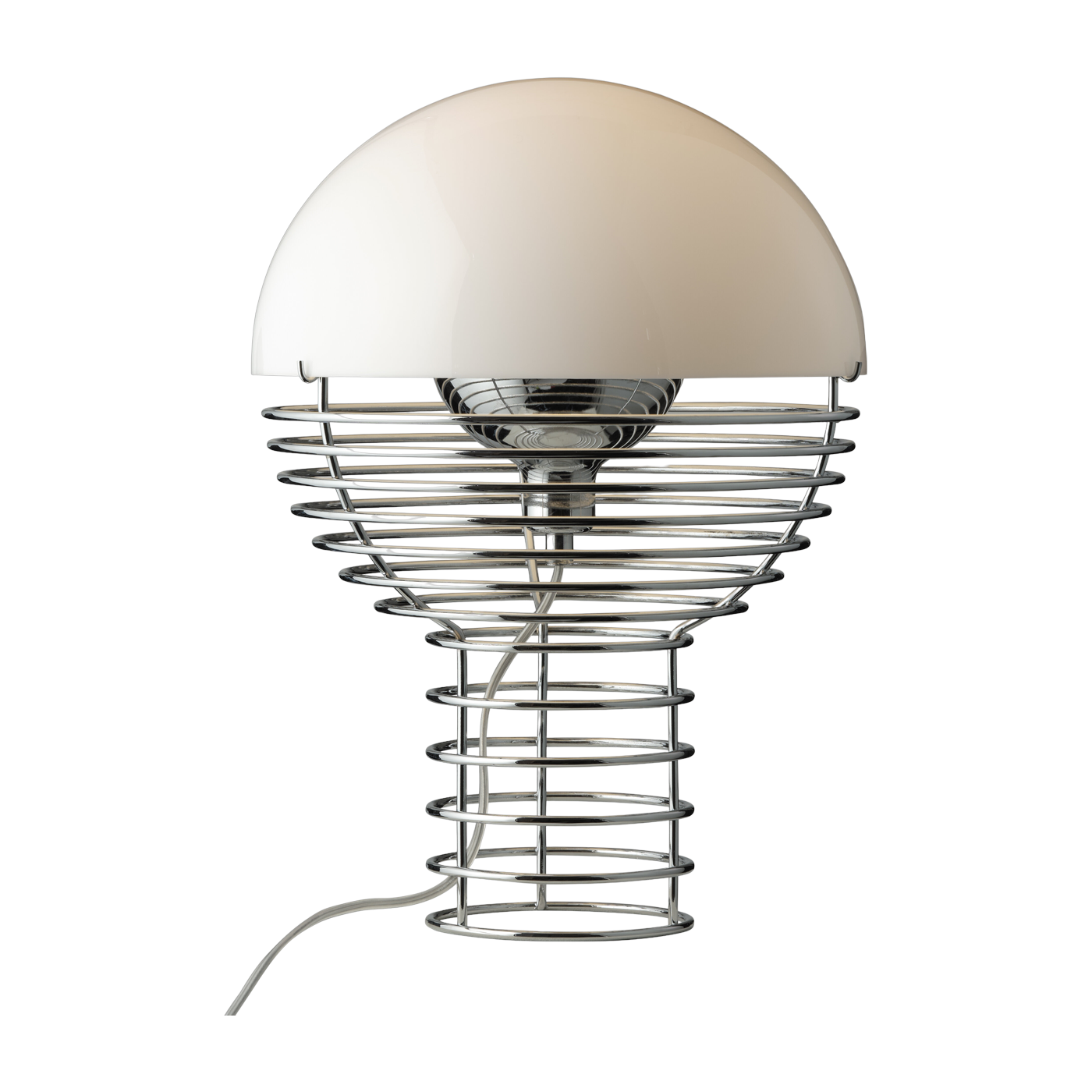 Chrome-plated steel and white plastic lamp 30 cm Wire - Verpan