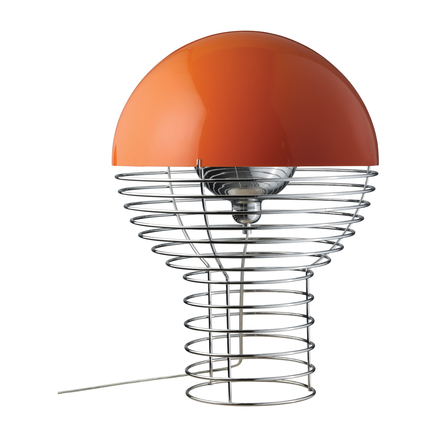 Chrome-plated steel and orange plastic lamp 40 cm Wire - Verpan