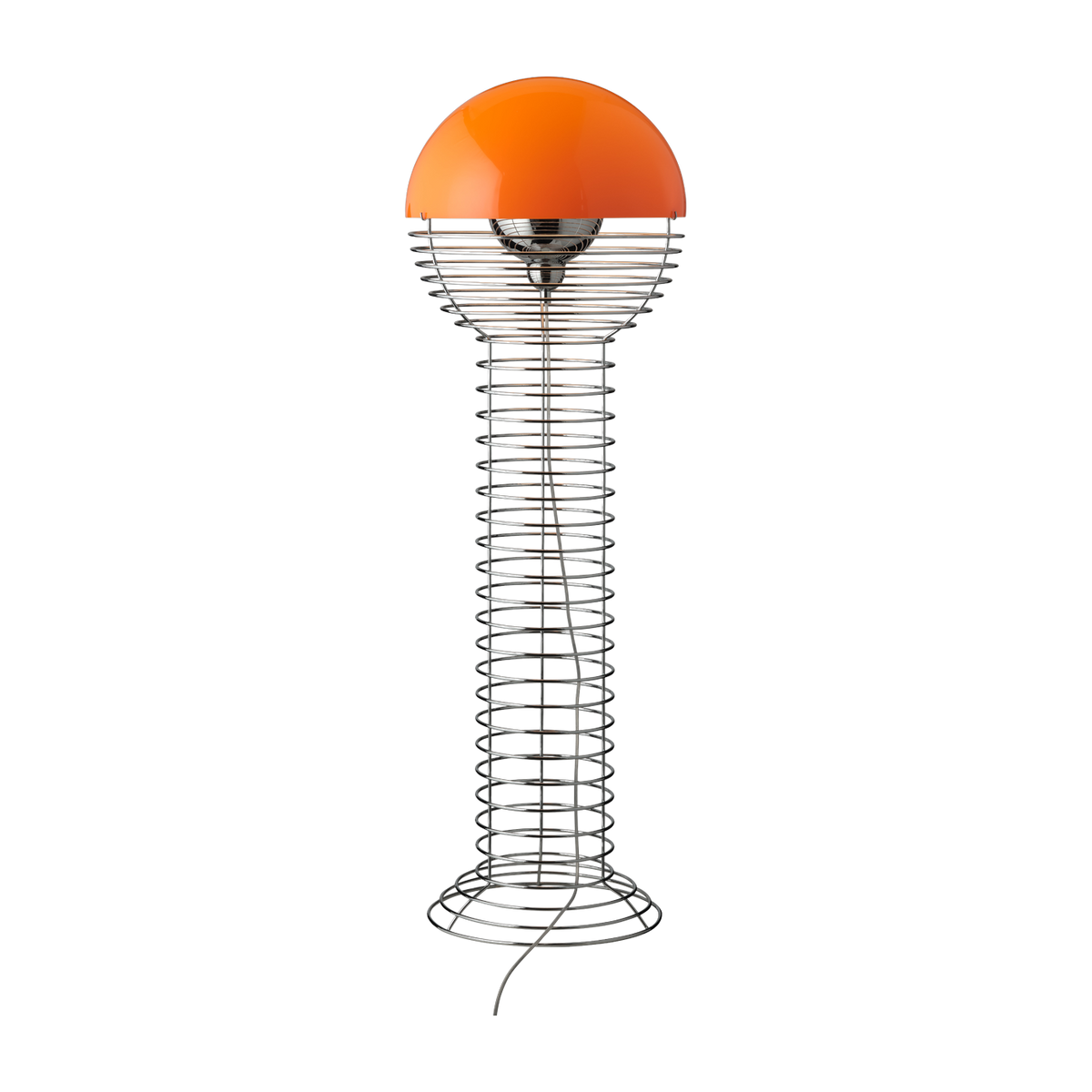 Stehleuchte aus Chromstahl und orangefarbenem Kunststoff Wire -. Verpan