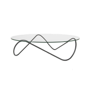 Table basse en verre et acier noir 110 x 33 cm Kaeko - Objekto