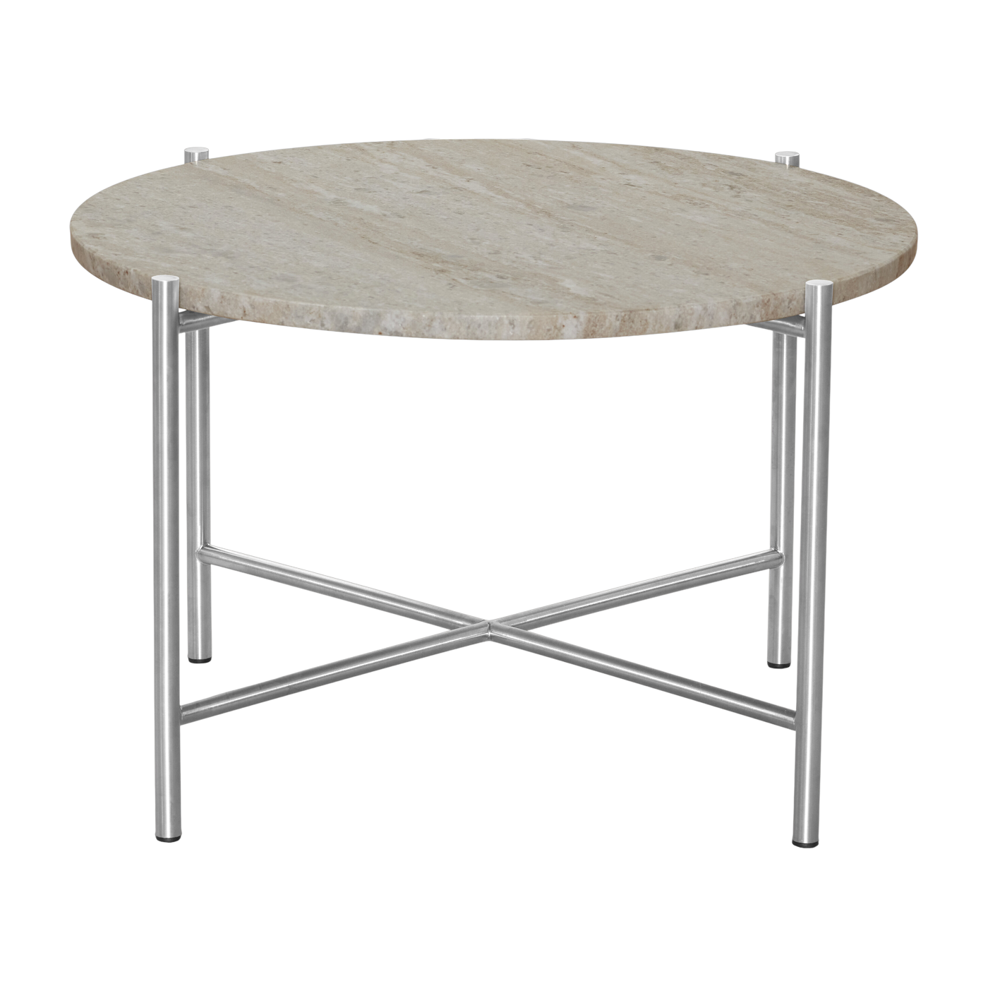 Coffee table ronde in marbre beige and stainless steel 60 cm - HANDVÄRK