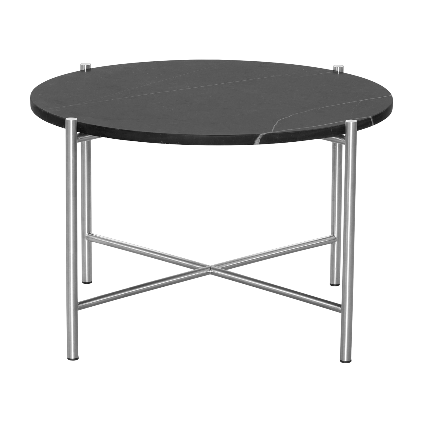 Couchtisch ronde aus marbre schwarz und Edelstahl 60 cm -. HANDVÄRK