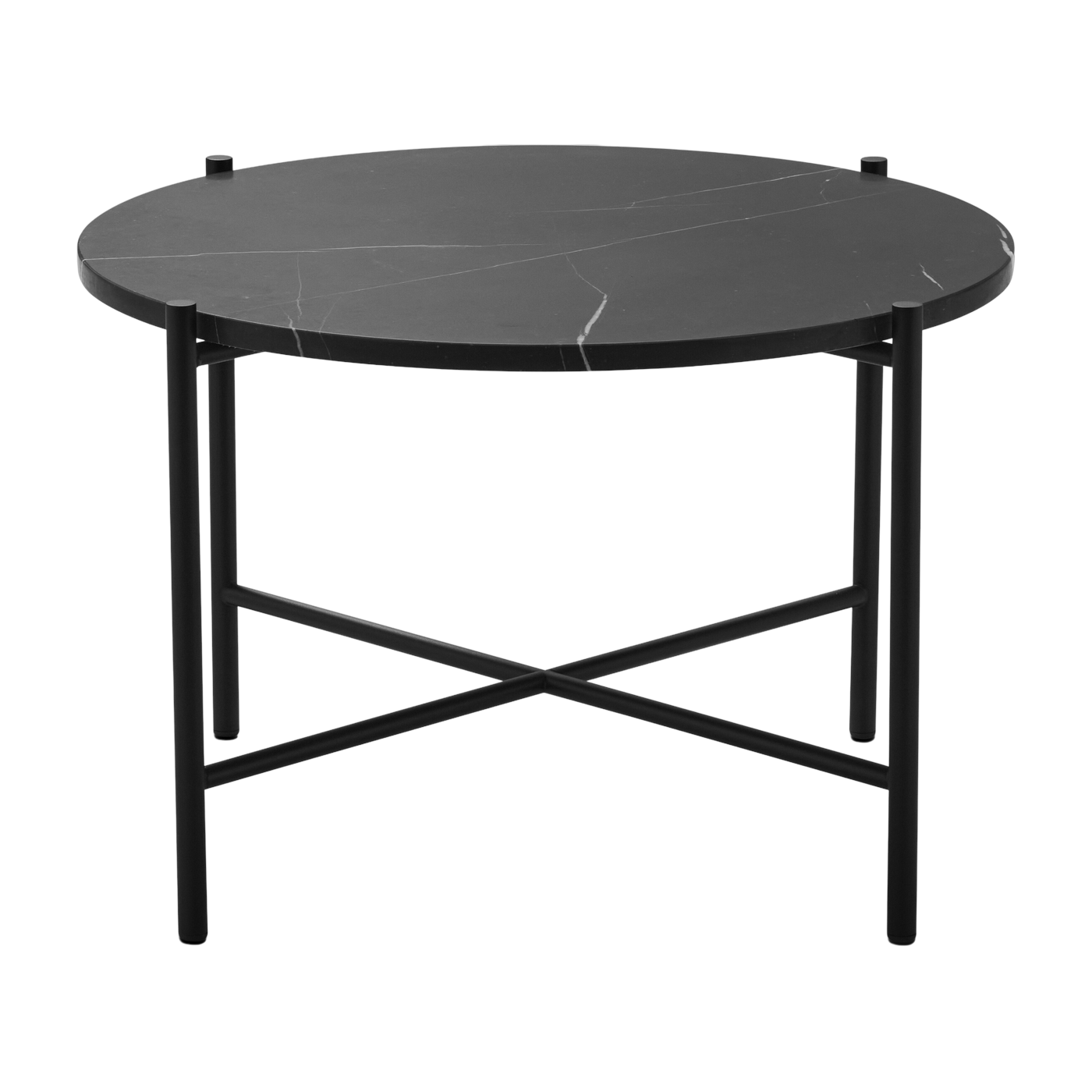 Coffee table ronde in marbre and black steel 60 cm - HANDVÄRK