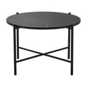 Table basse ronde en marbre et acier noir 60 cm - HANDVÄRK